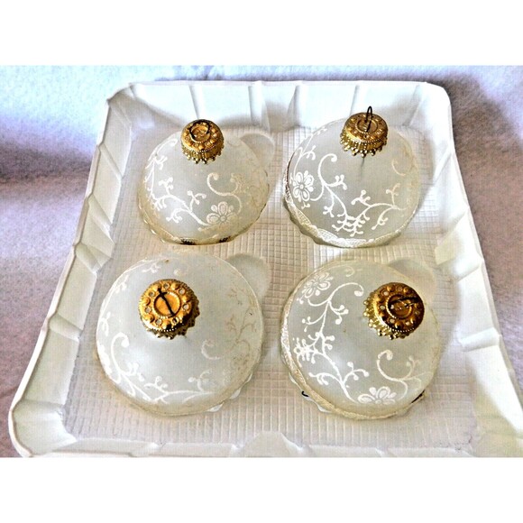 VTG Christmas Ornaments by Krebs Ribbon & Lace Bulbs Box Of 4 - Picture 3 of 5